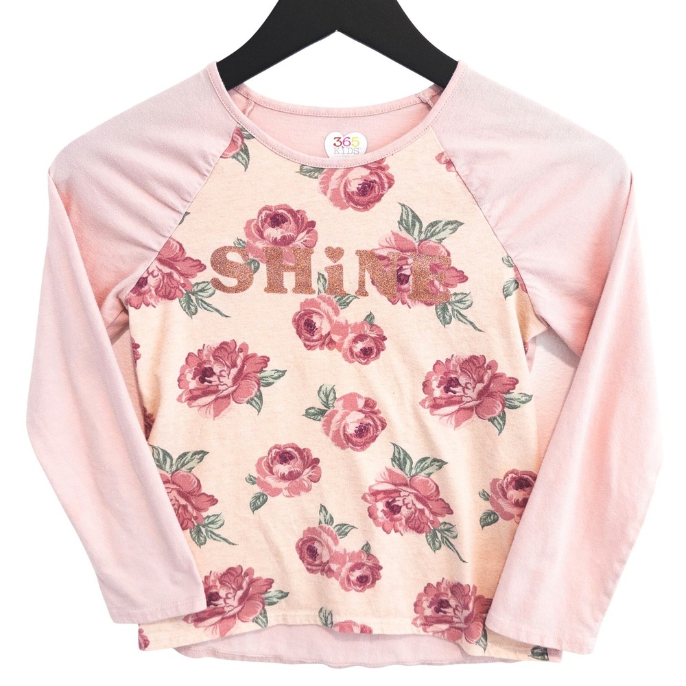 365 Kids Garanimals Shirt Girls 8 Pink Floral Shine Glitter‎ Raglan Kid Fashion